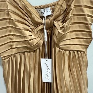 Vici Gold Pleated Dress